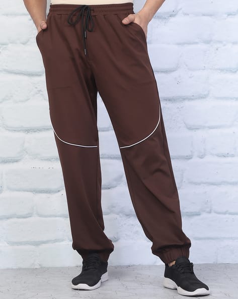 Ankle Length Contrast Piping Joggers With Pockets