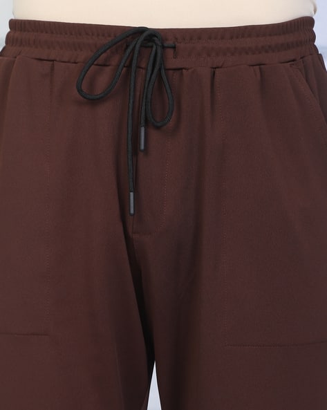 Ankle Length Contrast Piping Joggers With Pockets